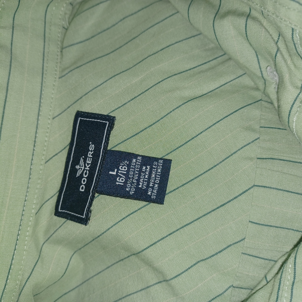 Dockers Green Casual Button Down Shirt with Pinstripes - Picture 2 of 2